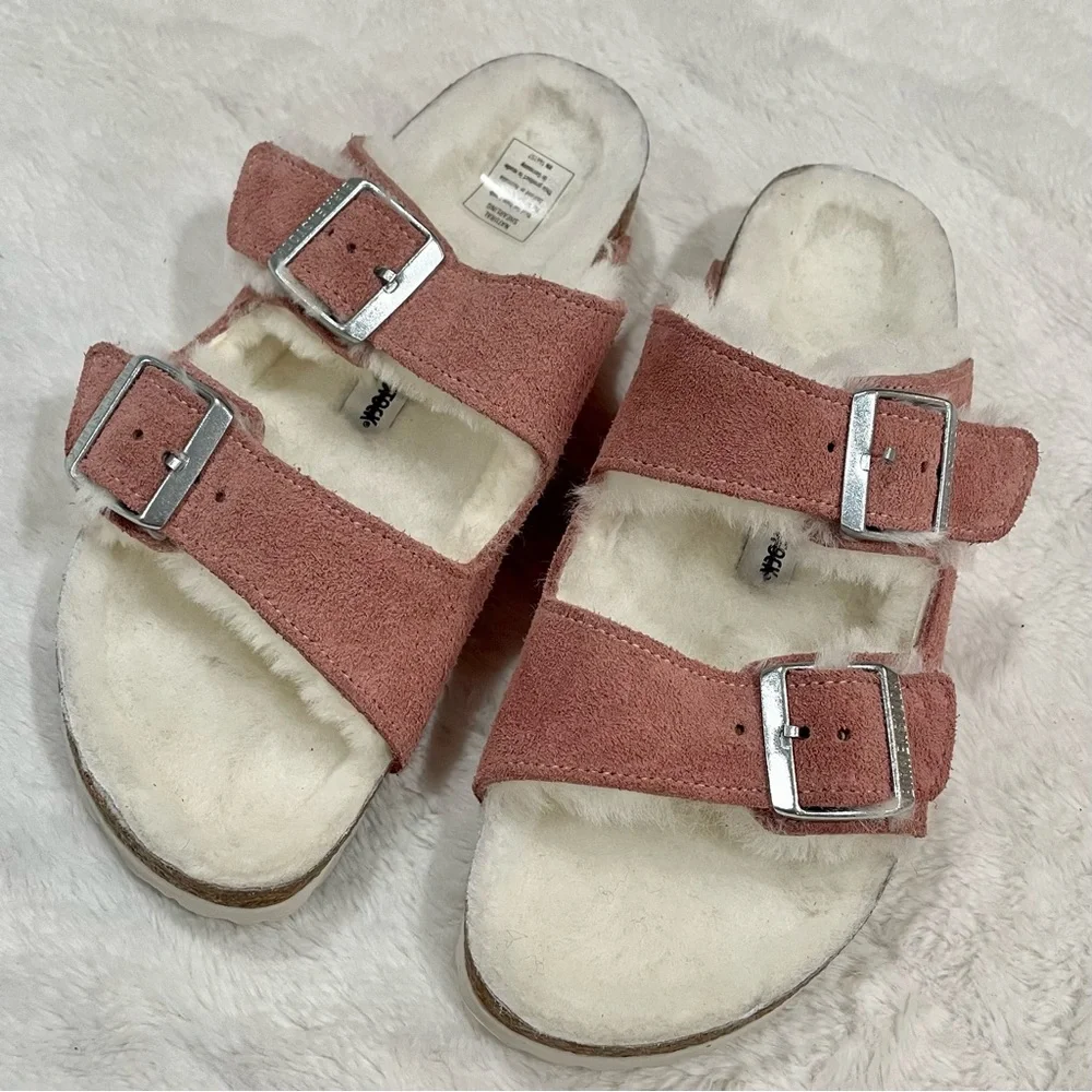 Birkenstock NEW Arizona Shearling Suede in Pink Clay/Natural Size US 8 / EU 39 - Picture 7 of 8